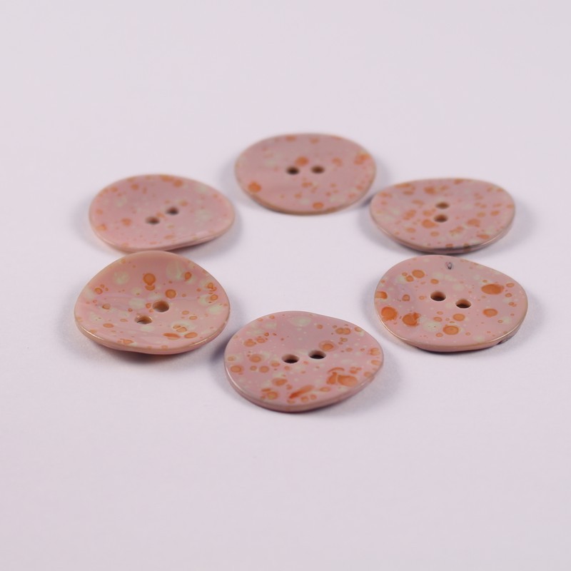 Lot 6 Boutons Nacre Verni Rose Boris