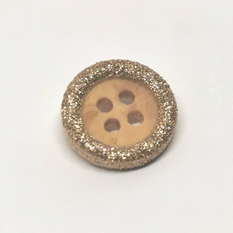 Wooden button with gold glitter