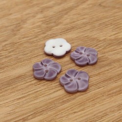 Bouton nacre fleurs violet