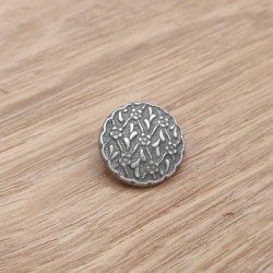 Button abs metal grey flowers