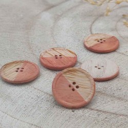 natural and pink wood button
