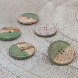 natural and green wood button
